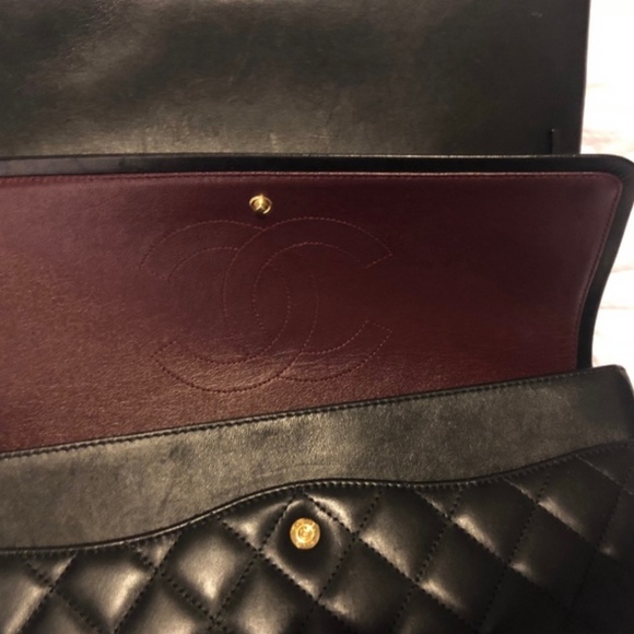 Chanel lambskin quilted  black maxi single flap bag - Picture 3 of 5